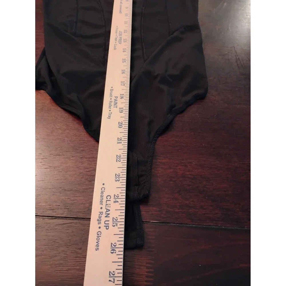 Intimately Free People Black Ribbed Sleeveless Bodysuit Thong Snap Small